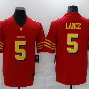 Men's San Francisco 49ers #5 Trey Lance  Red/Gold Vapor Untouchable Limited Jersey
