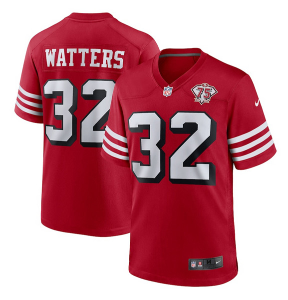 Men's San Francisco 49ers #32 Ricky Watters Red 2021 75th Anniversary Vapor Limited Jersey