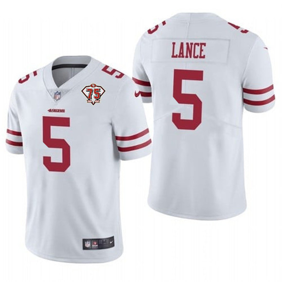 Men's San Francisco 49ers #5 Trey Lance White 2021 75th Anniversary Vapor Untouchable Limited Jersey