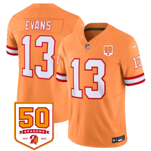 Men's Tampa Bay Buccaneers #13 Mike Evans Orange 2025 F.U.S.E. 50th Anniversary Patch Jersey