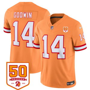 Men's Tampa Bay Buccaneers #14 Chris Godwin Orange 2025 F.U.S.E. 50th Anniversary Patch Jersey