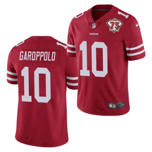 Men's San Francisco 49ers #10 Jimmy Garoppolo Red 2021 75th Anniversary Vapor Untouchable Limited Jersey