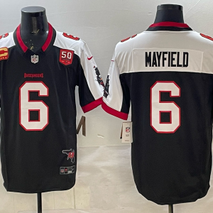 Men's Tampa Bay Buccaneers #6 Baker Mayfield Black Alternate F.U.S.E. 50th Season & 4-Star C Jersey