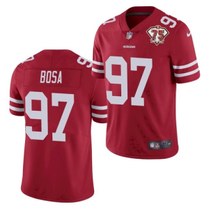 Men's San Francisco 49ers #97 Nick Bosa Red 2021 75th Anniversary Vapor Untouchable Limited Jersey