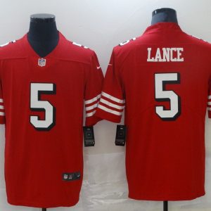 Men's San Francisco 49ers #5 Trey Lance 2021 NFL Draft Red Color Rush Limited Jersey