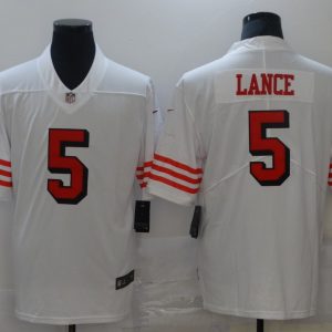 Men's San Francisco 49ers #5 Trey Lance 2021 NFL Draft White Color Rush Limited Jersey
