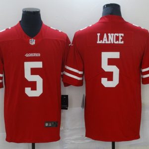 Men's San Francisco 49ers #5 Trey Lance 2021 NFL Draft Red Vapor Untouchable Limited Jersey