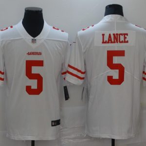 Men's San Francisco 49ers #5 Trey Lance 2021 NFL Draft White Vapor Untouchable Limited Jersey