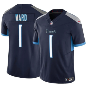 Men's Tennessee Titans #1 Cameron Ward Navy 2025 Draft F.U.S.E. Vapor Limited Jersey