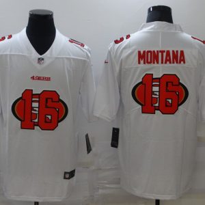 Men's San Francisco 49ers #16 Joe Montana White Shadow Logo Limited Jersey
