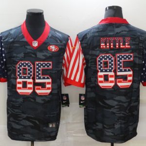 Men's San Francisco 49ers #85 Kittle 2020 Camo USA Flag Limited Jersey