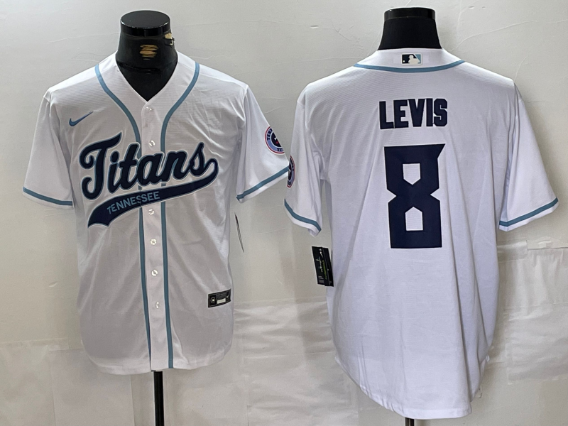 Men's Tennessee Titans #8 Will Levis Blue Baseball Nike Jersey