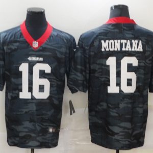 Men's San Francisco 49ers #16 Joe Montana 2020 Black Camo Limited Jersey
