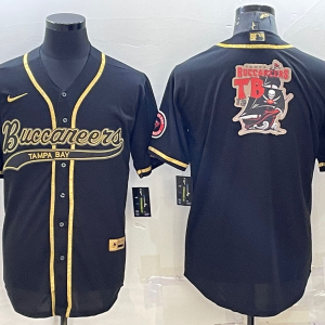 Men's Tampa Bay Buccaneers Blank Black Gold With Patch Baseball Jersey