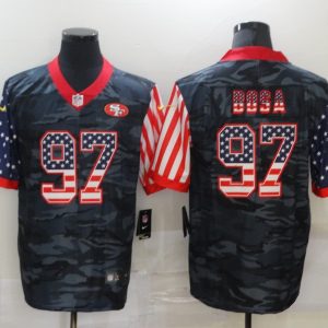 Men's San Francisco 49ers #97 Nick Bosa 2020 Camo USA Flag Limited Jersey