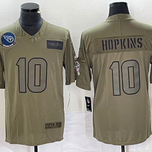 Men's Tennessee Titans #10 Hopkins Olive Salute To Service Limited Jersey