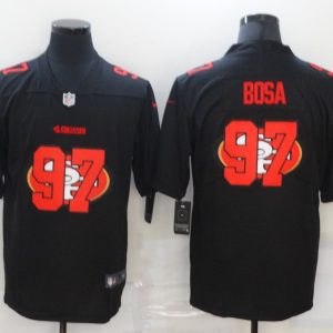 Men's San Francisco 49ers #97 Nick Bosa Black Shadow Logo Limited Jersey