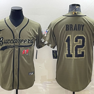 Men's Tampa Bay Buccaneers #12 Tom Brady 2022 Olive Salute To Service Baseball Nike Jersey
