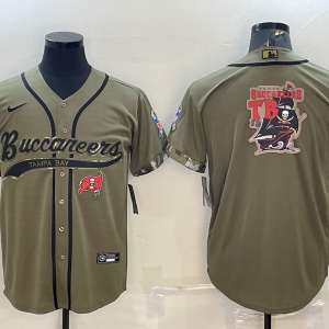 Men's Tampa Bay Buccaneers 2022 Olive Salute To Service Team Big Logo With Patch Baseball Nike Jersey