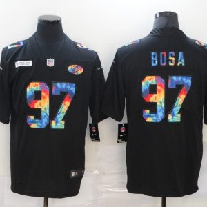 Men's San Francisco 49ers #97 Nick Bosa Black Rainbow Limited Jersey