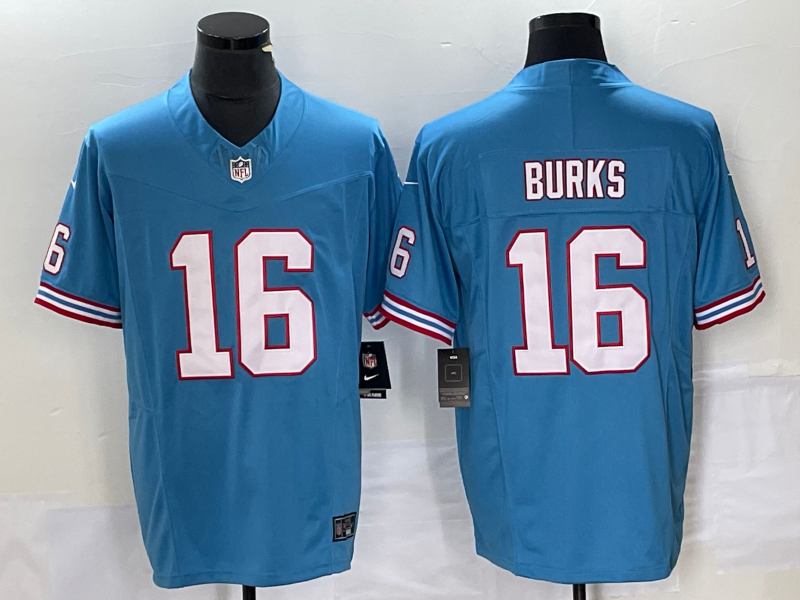Men's Tennessee Titans #16 Burks Light Blue 2023 F.U.S.E. Vapor Limited Jersey