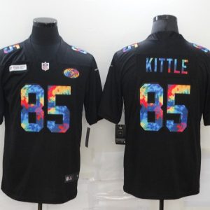 Men's San Francisco 49ers #85 Kittle Black Rainbow Limited Jersey