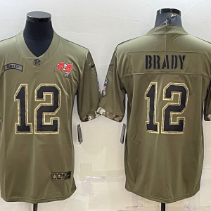 Men's Tampa Bay Buccaneers #12 Tom Brady 2022 Olive Salute To Service Limited Jersey