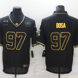 Men's San Francisco 49ers #97 Nick Bosa Black/Gold Salute To Service Limited Jersey