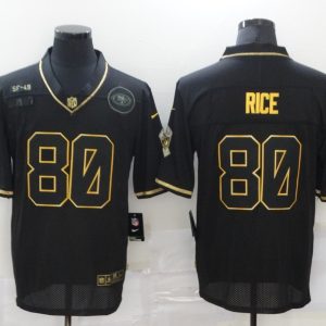 Men's San Francisco 49ers #80 Jerry Rice Black/Gold Salute To Service Limited Jersey