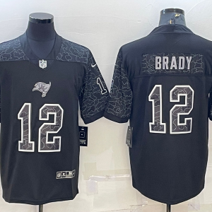 Men's Tampa Bay Buccaneers #12 Tom Brady Black Reflective Limited Jersey