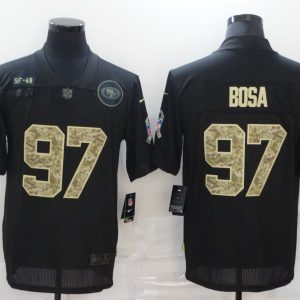 Men's San Francisco 49ers #97 Nick Bosa Black Camo Salute To Service Limited Jersey
