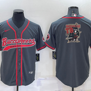 Men's Tampa Bay Buccaneers Grey Team Big Logo With Patch Baseball Nike Jersey