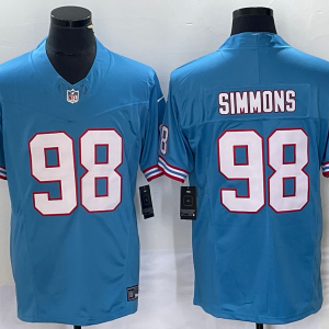 Men's Tennessee Titans #98 Jeffery Simmons Light Blue 2023 F.U.S.E. Vapor Limited Jersey