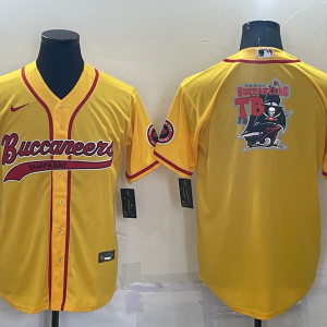 Men's Tampa Bay Buccaneers Yellow Team Big Logo With Patch Baseball Nike Jersey