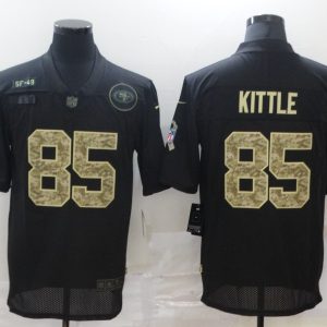 Men's San Francisco 49ers #85 Kittle Black Camo Salute To Service Limited Jersey