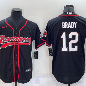 Men's Tampa Bay Buccaneers #12 Tom Brady Black Baseball Jersey