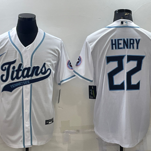 Men's Tennessee Titans #22 Derrick Henry White Baseball Nike Jersey