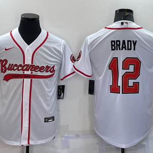 Men's Tampa Bay Buccaneers #12 Tom Brady White Baseball Jersey