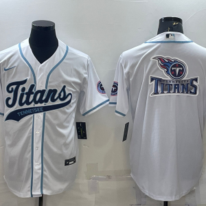 Men's Tennessee Titans White Big Logo With Patch Baseball Nike Jersey