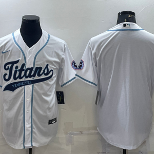 Men's Tennessee Titans Blank White Baseball Nike Jersey