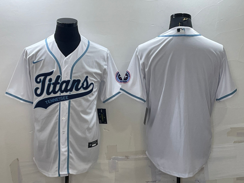 Men's Tennessee Titans Blank White Baseball Nike Jersey