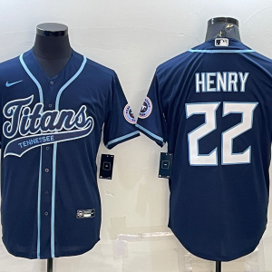 Men's Tennessee Titans #22 Derrick Henry Navy Baseball Nike Jersey