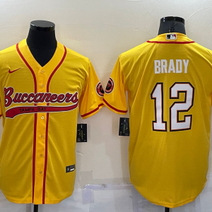 Men's Tampa Bay Buccaneers #12 Tom Brady Yellow Baseball Nike Jersey