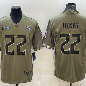 Men's Tennessee Titans #22 Derrick Henry 2022 Olive Salute To Service Limited Jersey