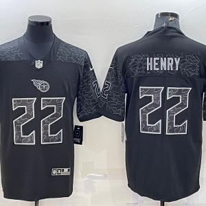 Men's Tennessee Titans #22 Derrick Henry Black Reflective Limited Jersey