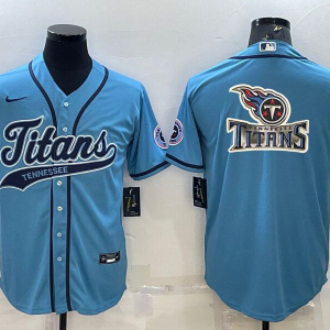 Men's Tennessee Titans Blue Team Big Logo With Patch Baseball Nike Jersey