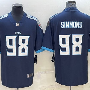 Men's Tennessee Titans #98 Simmons Navy Vapor Untouchable Limited Jersey