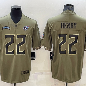 Men's Tennessee Titans #22 Derrick Henry 2022 Olive Salute To Service Limited Jersey