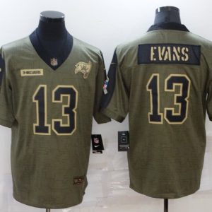 Men's Tampa Bay Buccaneers #13 Evans 2021 Olive Salute To Service Limited Jersey