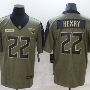 Men's Tennessee Titans #22 Derrick Henry 2021 Olive Salute To Service Limited Jersey